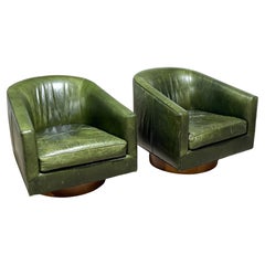 Fantastic Pair of "Bianca" Leather Swivel Chairs