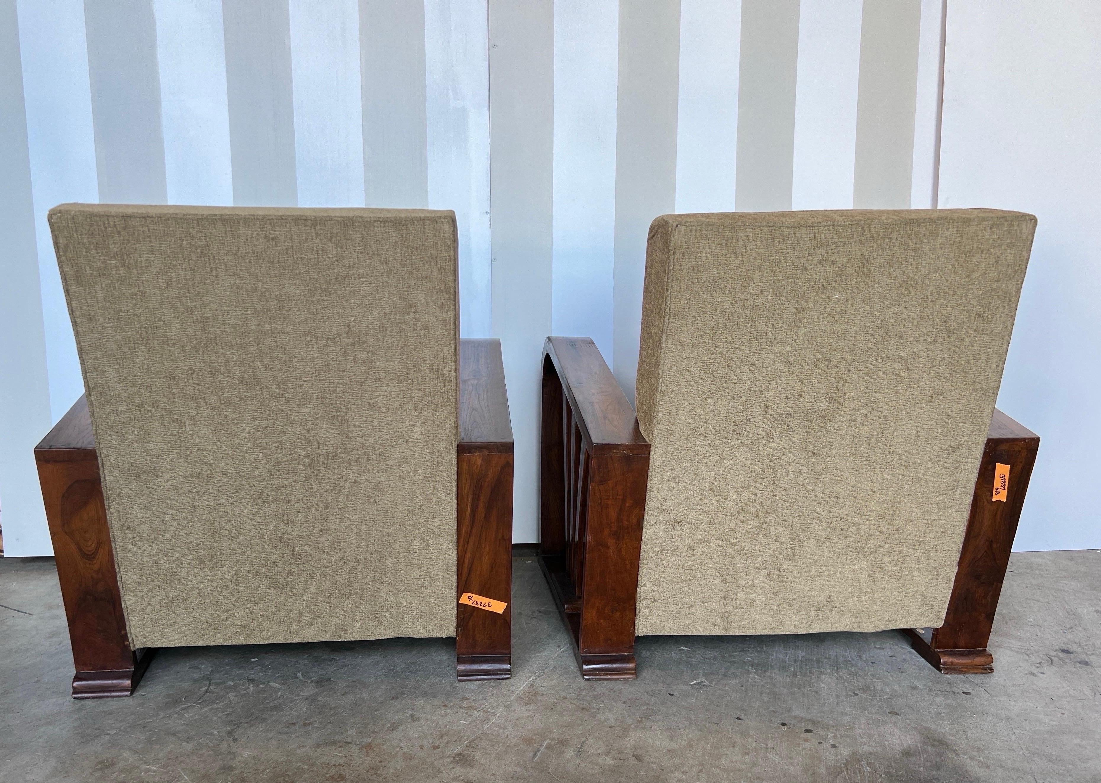 20th Century Fantastic Pair of British Colonial Deco Period Club Chairs