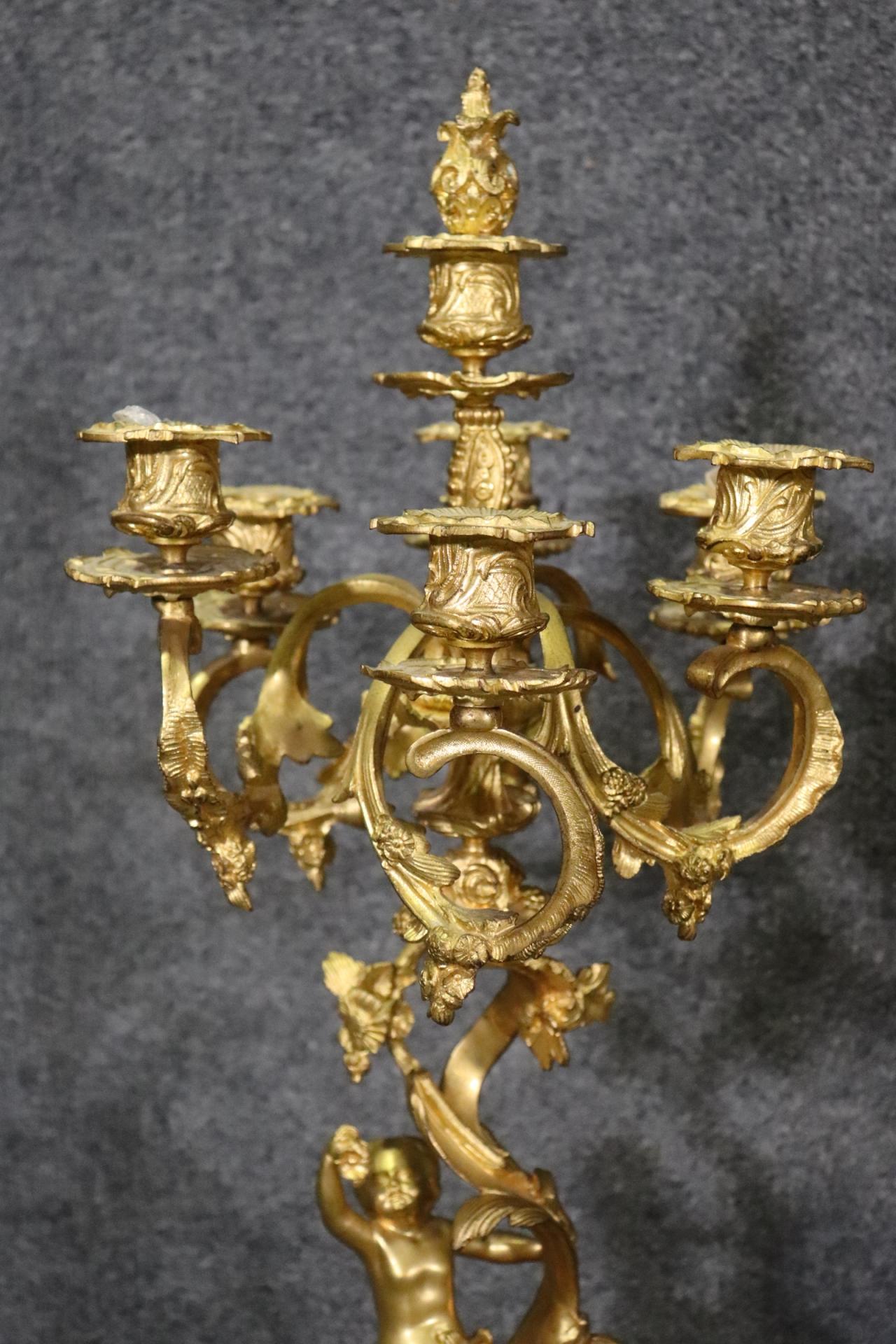 Early 20th Century Fantastic pair of Bronze French Rococo Candlelabra with Cherubs Putti 