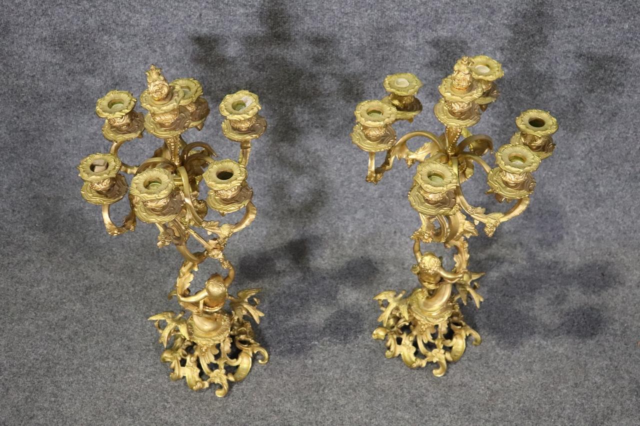 Fantastic pair of Bronze French Rococo Candlelabra with Cherubs Putti  3