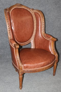 Fantastic Pair of Carved Walnut Antique French Bergere Parlor Chairs Circa 1900