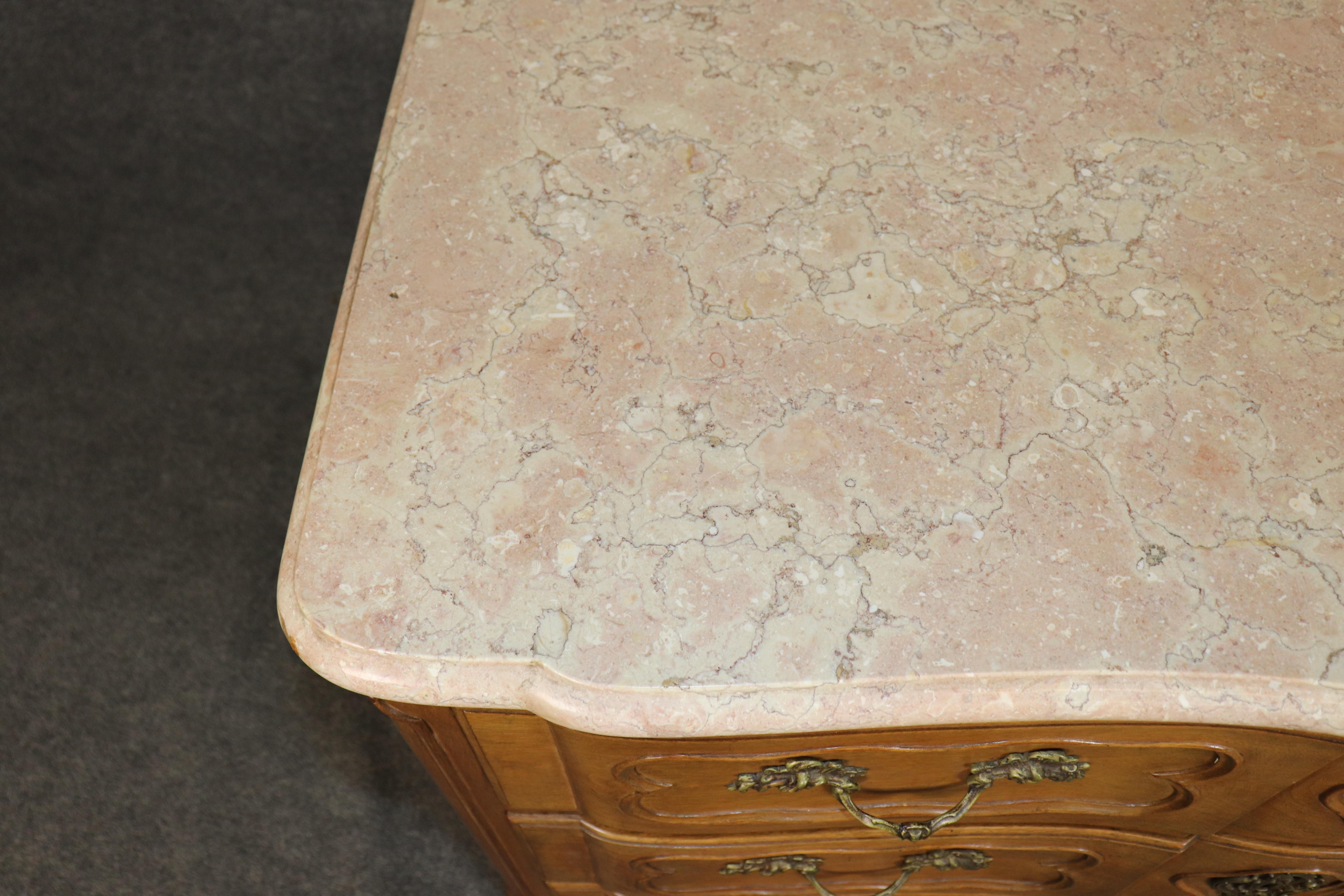 Fantastic Pair of French Marble Top Walnut French Commodes or Dressers For Sale 8
