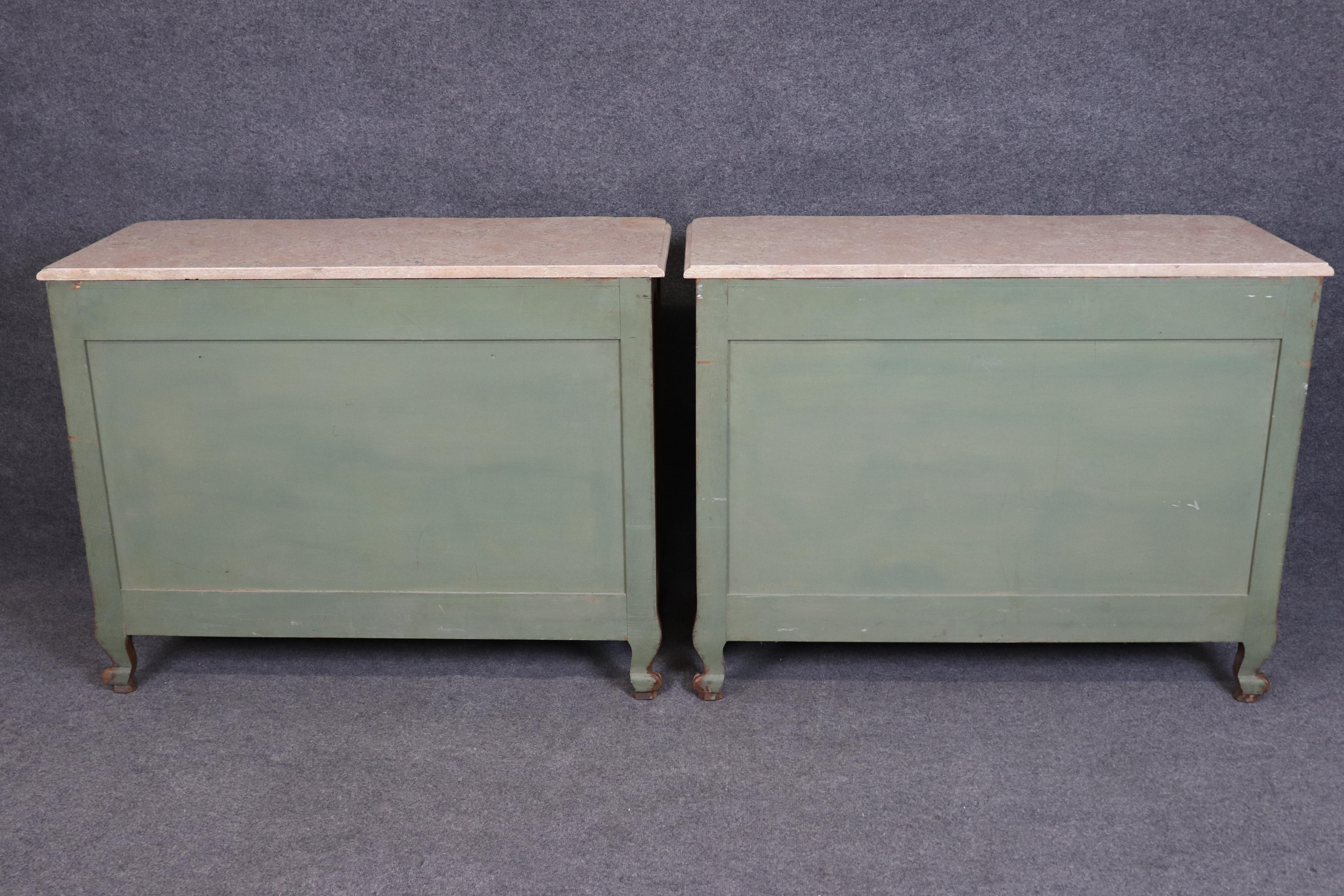 Fantastic Pair of French Marble Top Walnut French Commodes or Dressers For Sale 10