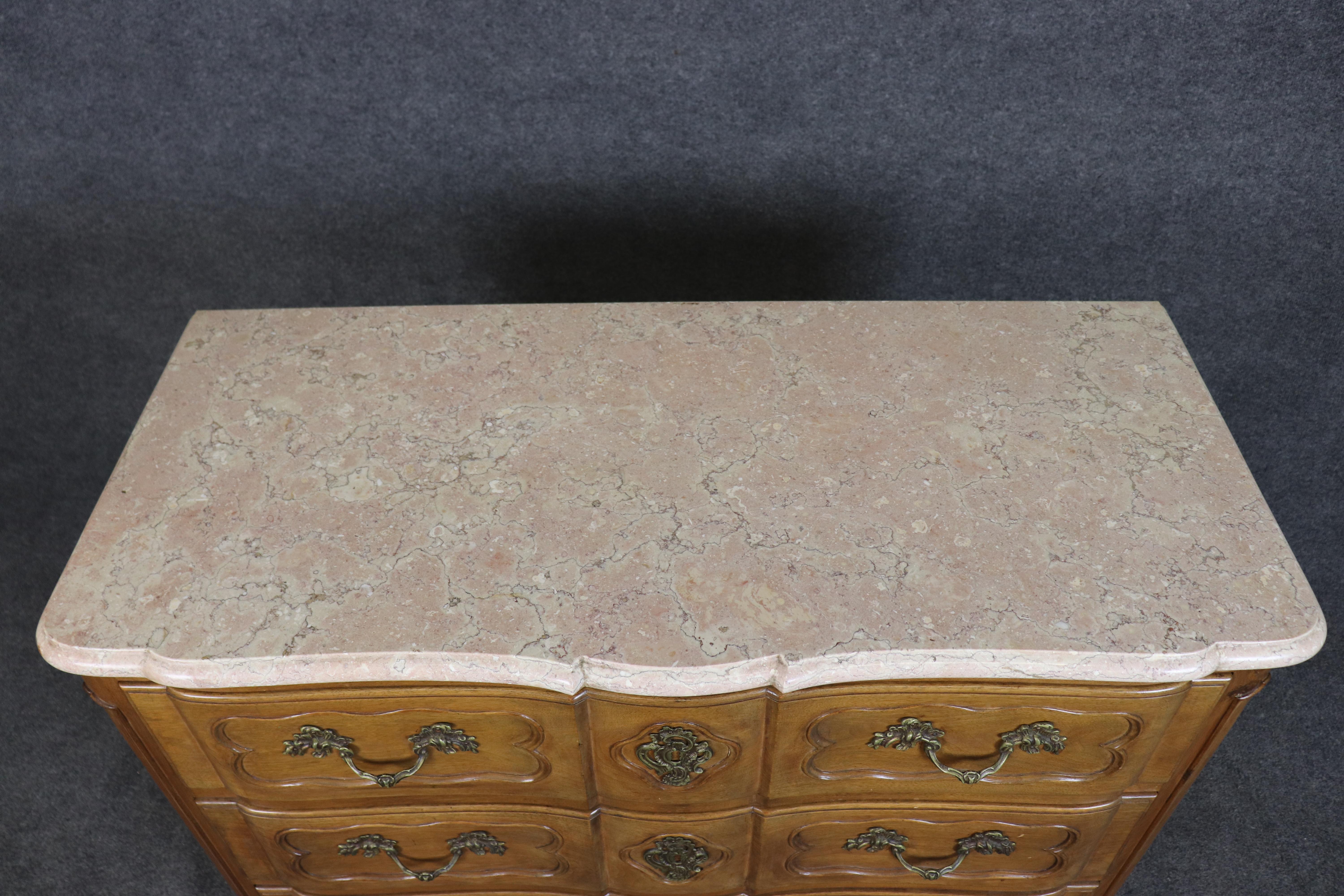 Fantastic Pair of French Marble Top Walnut French Commodes or Dressers For Sale 1