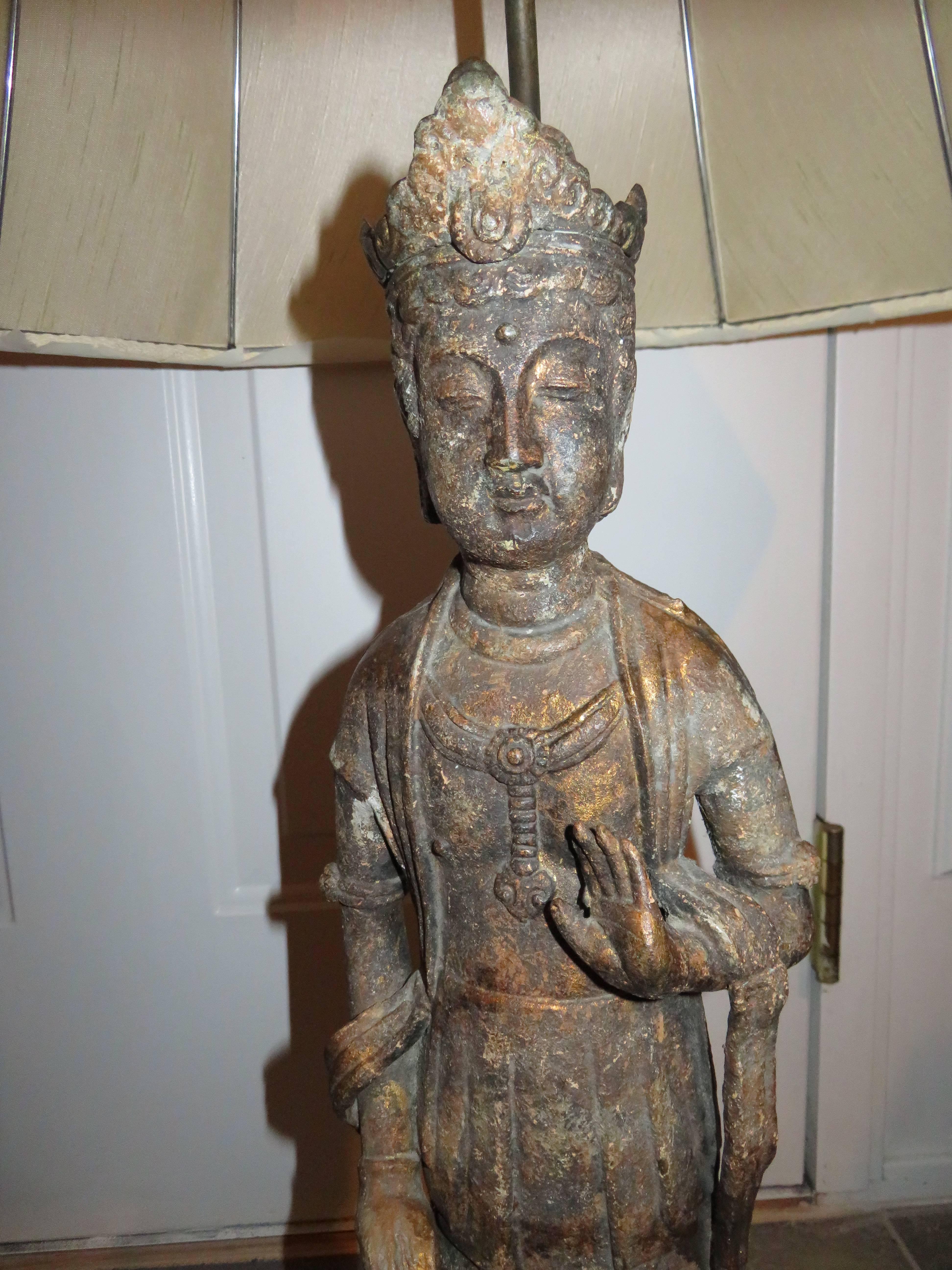 Mid-20th Century Fantastic Pair of James Mont Style Asian Figural Buddha Lamps Mid-Century Modern For Sale