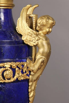 Fantastisches Paar vergoldeter Bronze- und Lapislazuli-Kandelaber aus dem späten 19. Jahrhundert