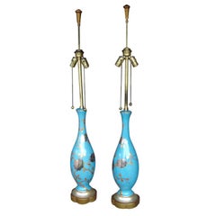 Fantastic Pair of Marbro Table Lamps in Rich Turquoise