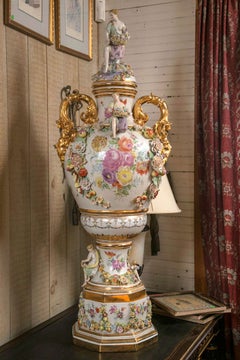 Fantastic Pair of Meissen Style Covered Urns