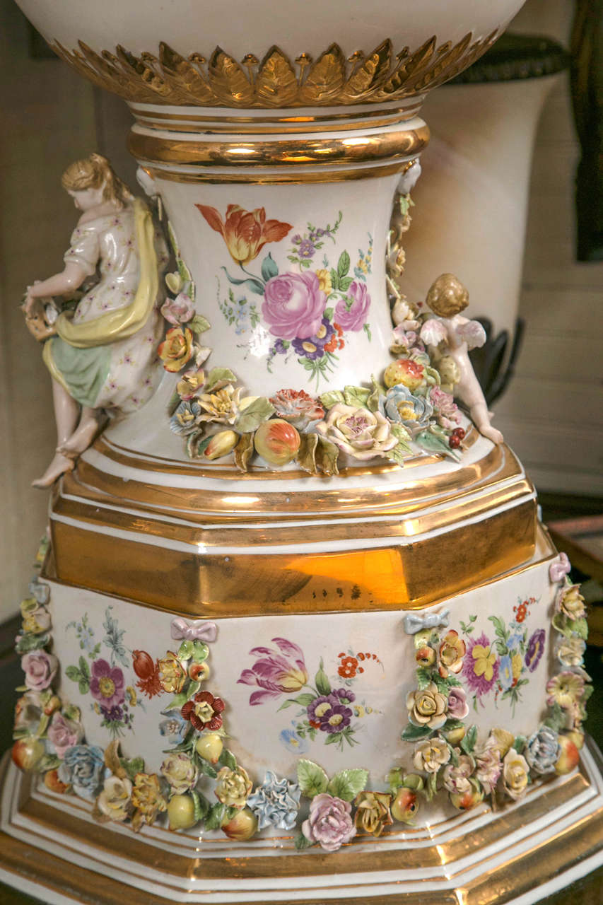 Gilt Fantastic Pair of Meissen Style Covered Urns For Sale