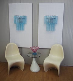 Fantastic pair of Murano Glass Tube wall sconces - 13 blue glass tube
