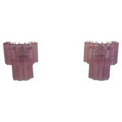 Fantastique paire d'appliques murales en verre de Murano - 13 tubes en verre rose