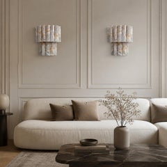 Fantástico par de apliques de pared Tubo de cristal de Murano - 13 alabastro óxido de glicinas