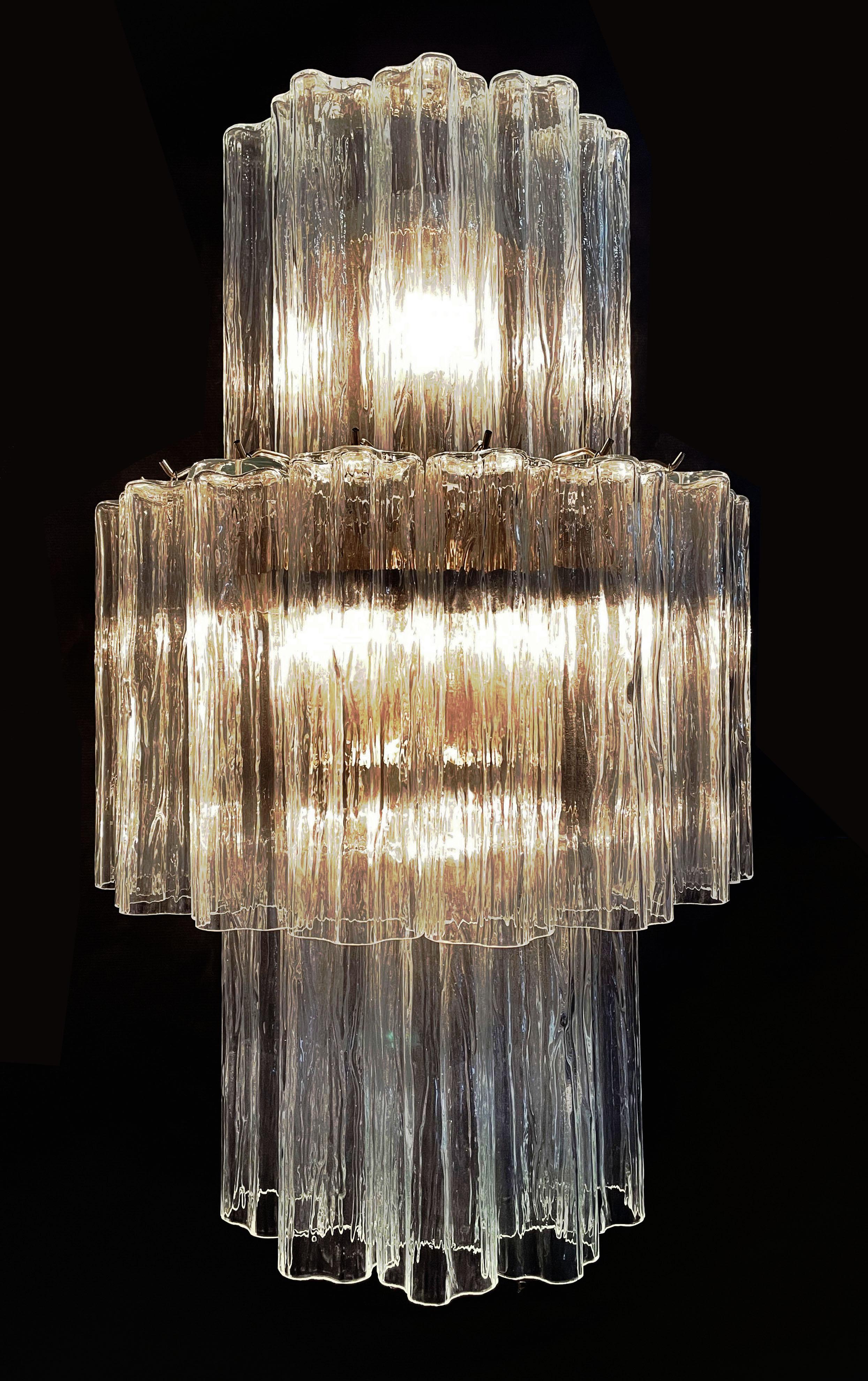 Fantastic Pair of Murano Glass Tube Wall Sconces, 18 Clear Glass Tube For Sale 8