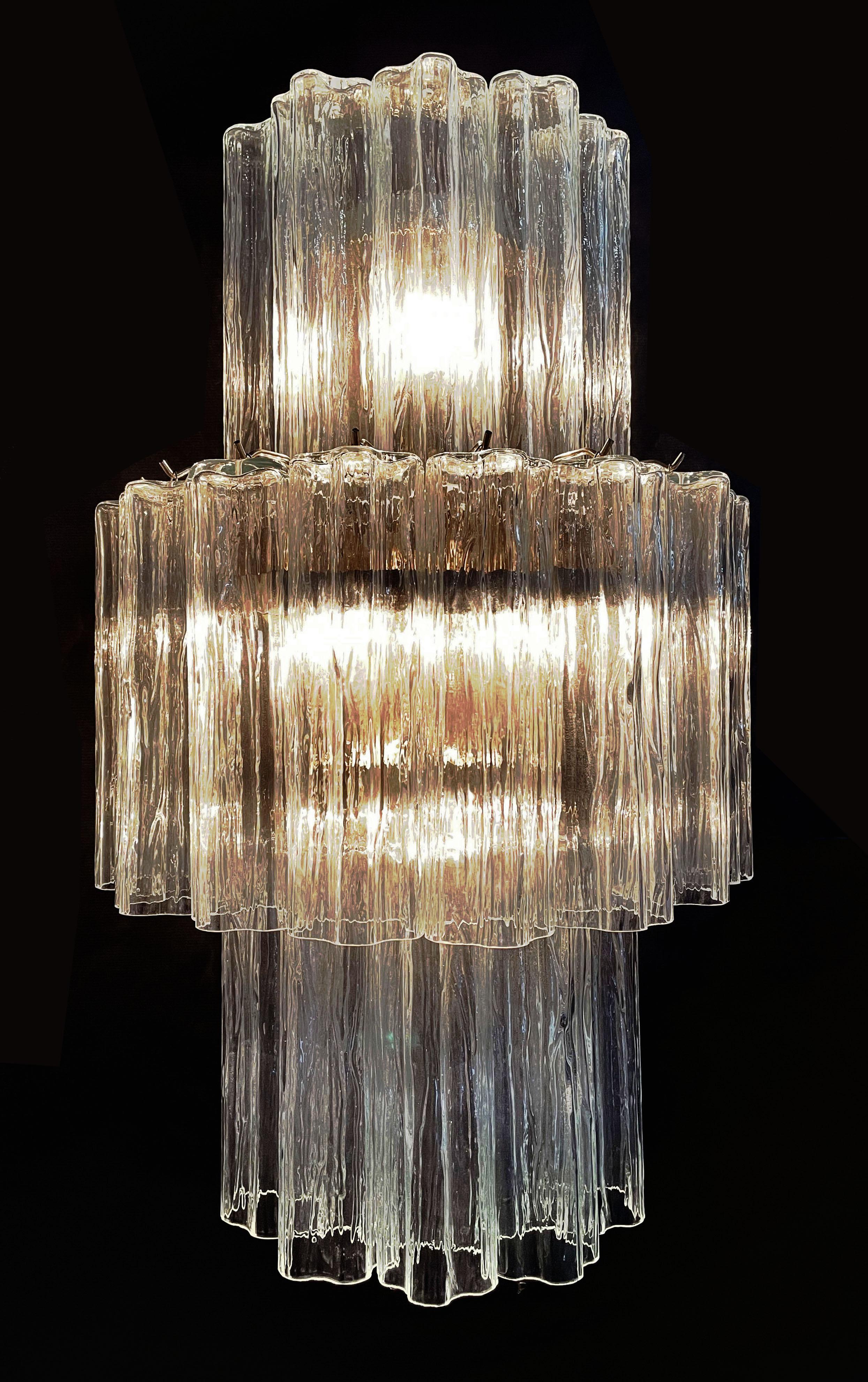 Fantastic Pair of Murano Glass Tube Wall Sconces, 18 Clear Glass Tube 8
