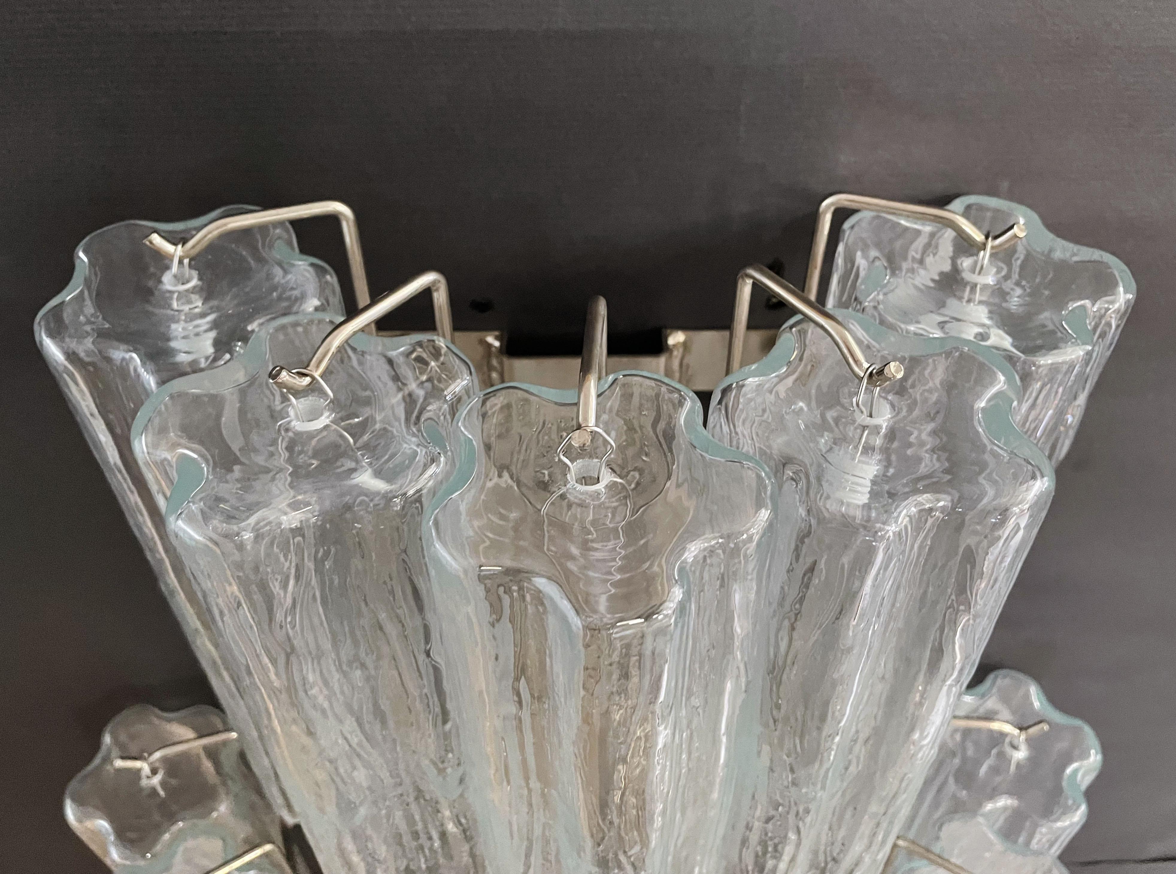 Fantastic Pair of Murano Glass Tube Wall Sconces, 18 Clear Glass Tube 12