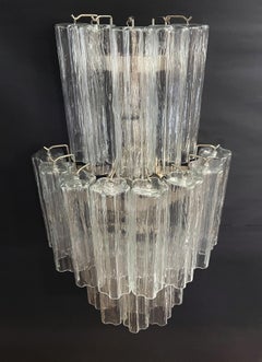 Fantastisches Paar Murano Glasröhren Wandleuchter, 18 Klarglasröhren