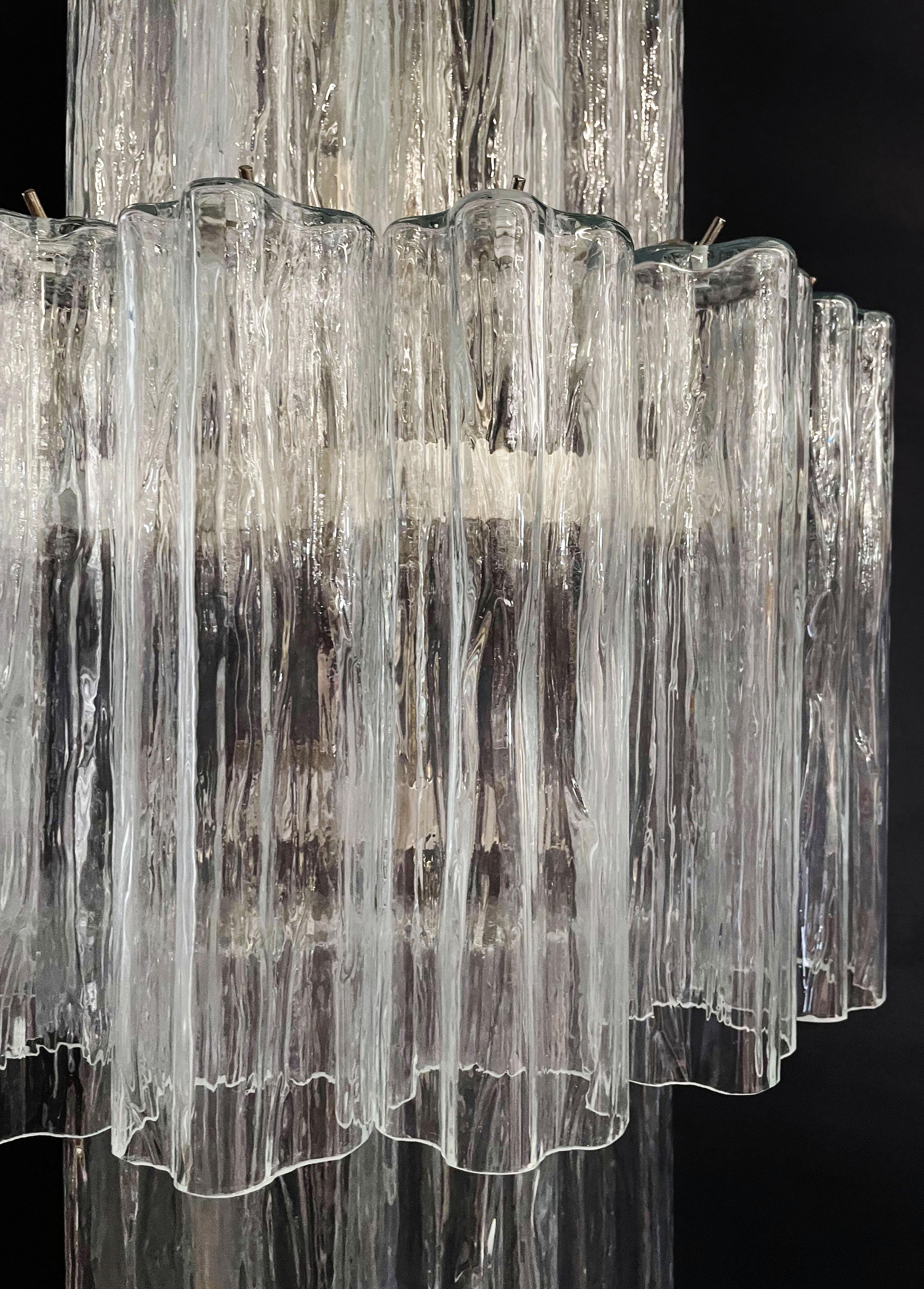 20th Century Fantastic Pair of Murano Glass Tube Wall Sconces, 18 Clear Glass Tube For Sale