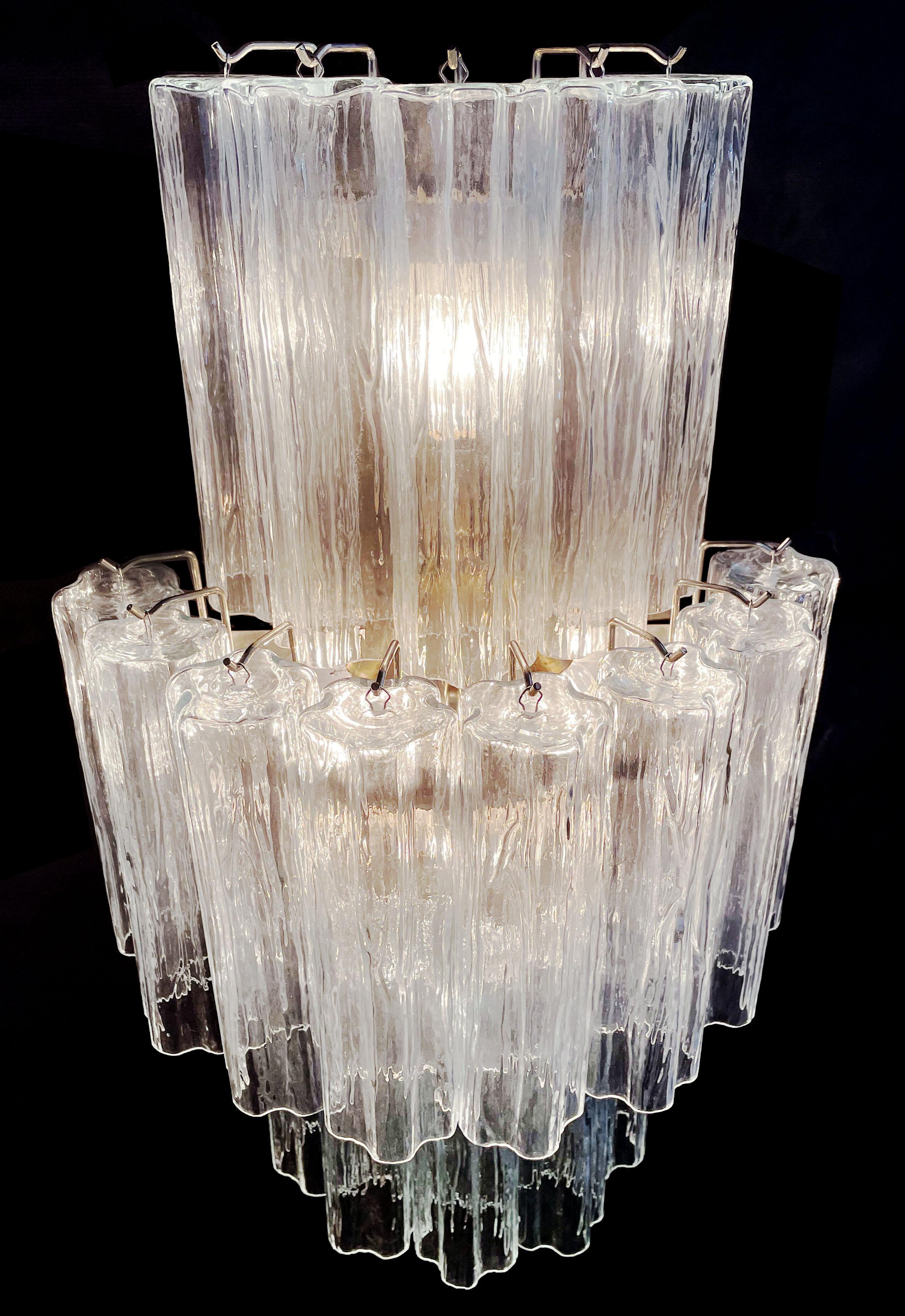 Fantastic Pair of Murano Glass Tube Wall Sconces, 18 Clear Glass Tube For Sale 1