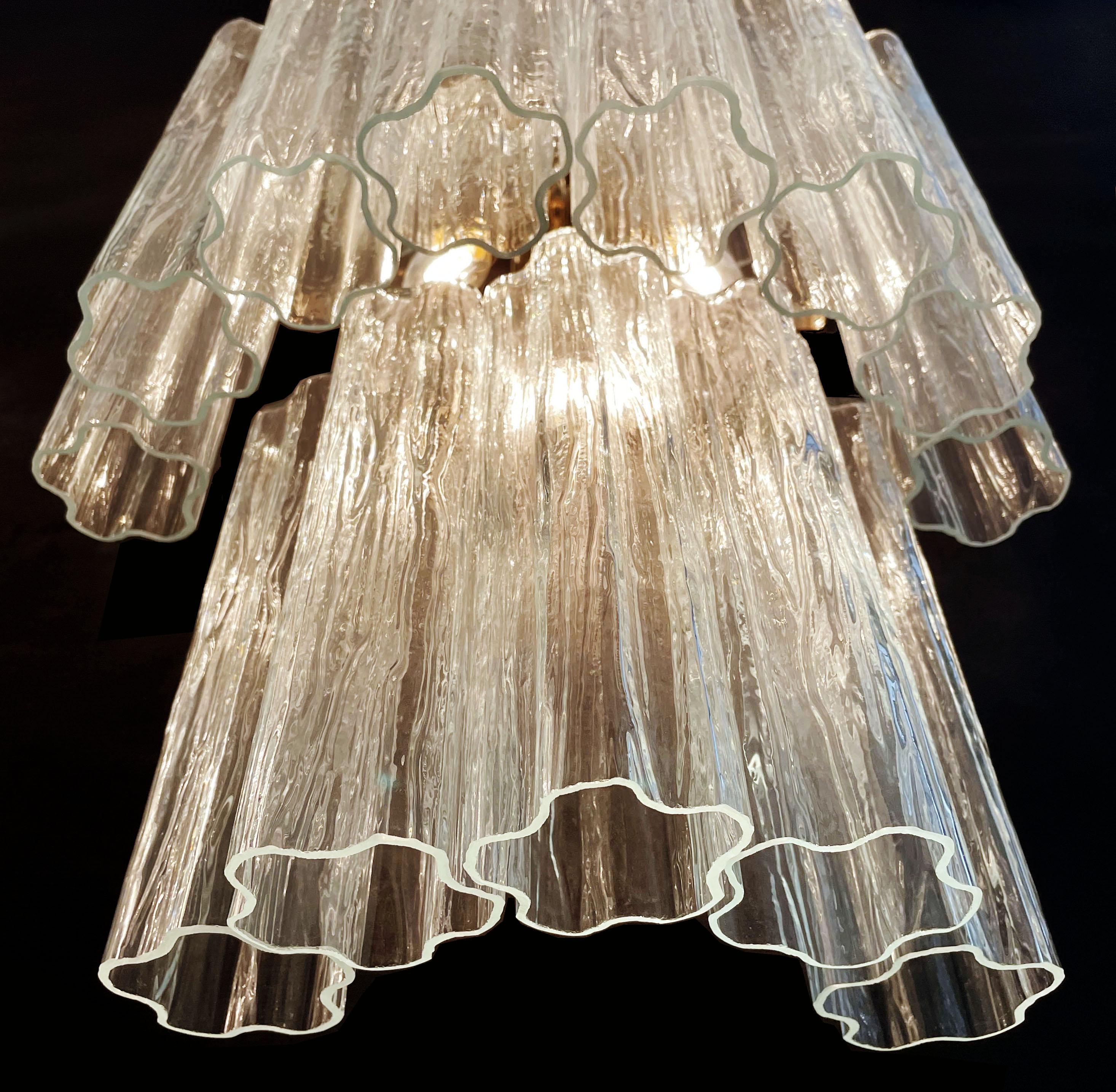 Fantastic Pair of Murano Glass Tube Wall Sconces, 18 Clear Glass Tube For Sale 3