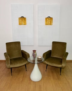 Fantastique paire d'appliques murales en verre de Murano - 5 tubes en verre ambré