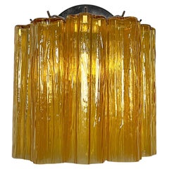 Vintage Fantastic pair of Murano Glass Tube wall sconces - 5 amber glass tube