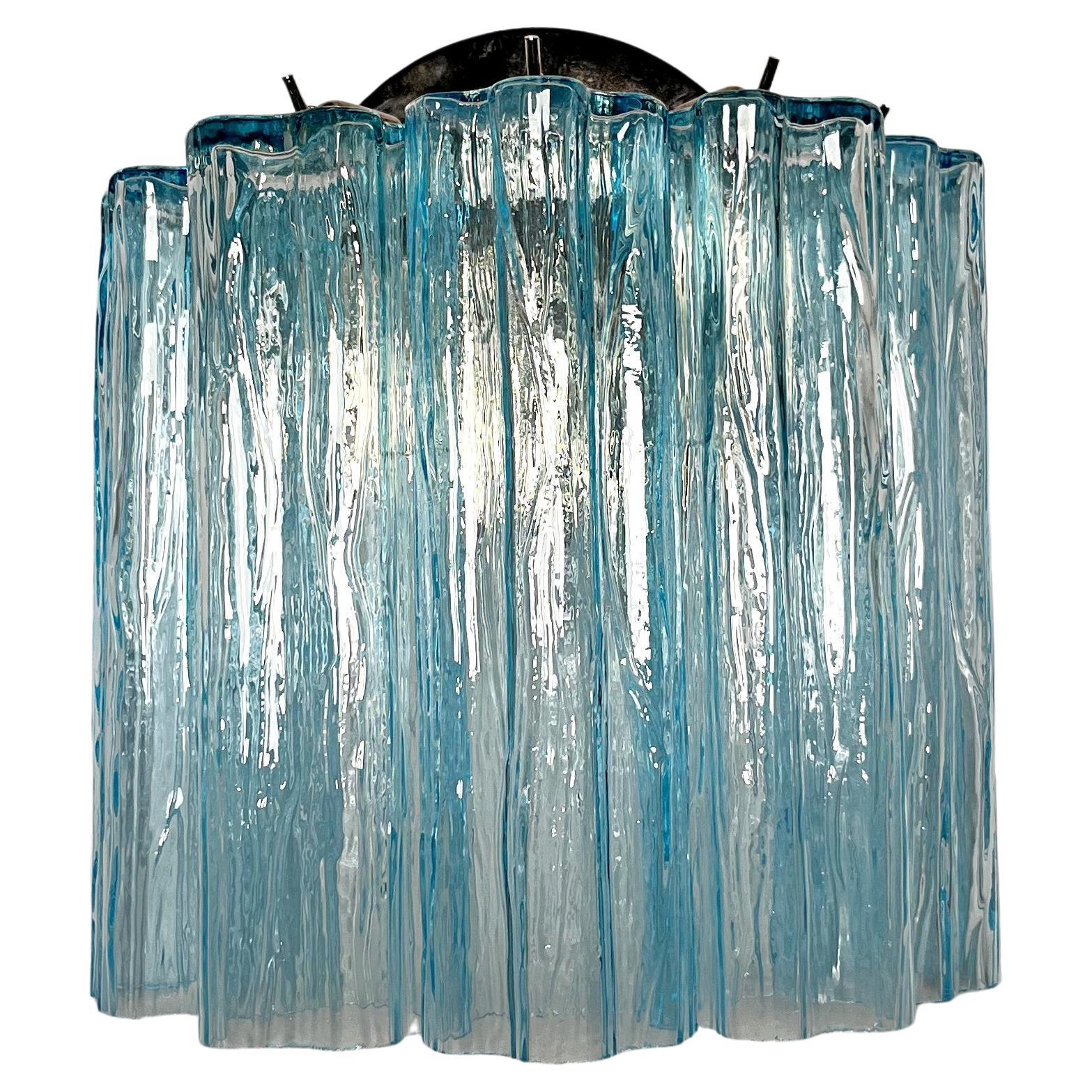 Fantastic pair of Murano Glass Tube wall sconces - 5 blue glass tube