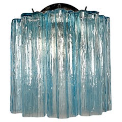 Vintage Fantastic pair of Murano Glass Tube wall sconces - 5 blue glass tube