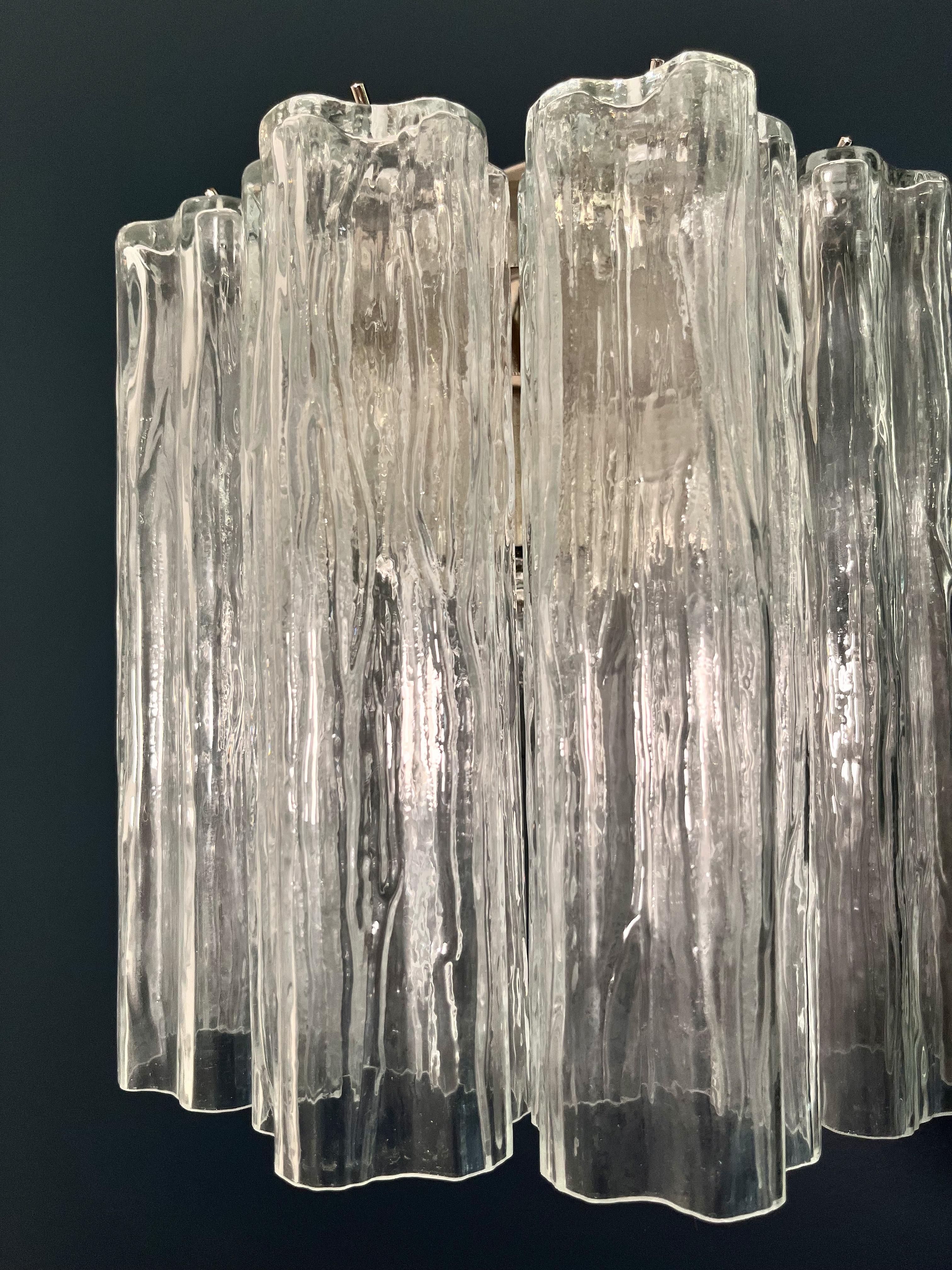 Fantástico par de apliques de cristal de Murano - 5 tubos de cristal transparente en venta 4