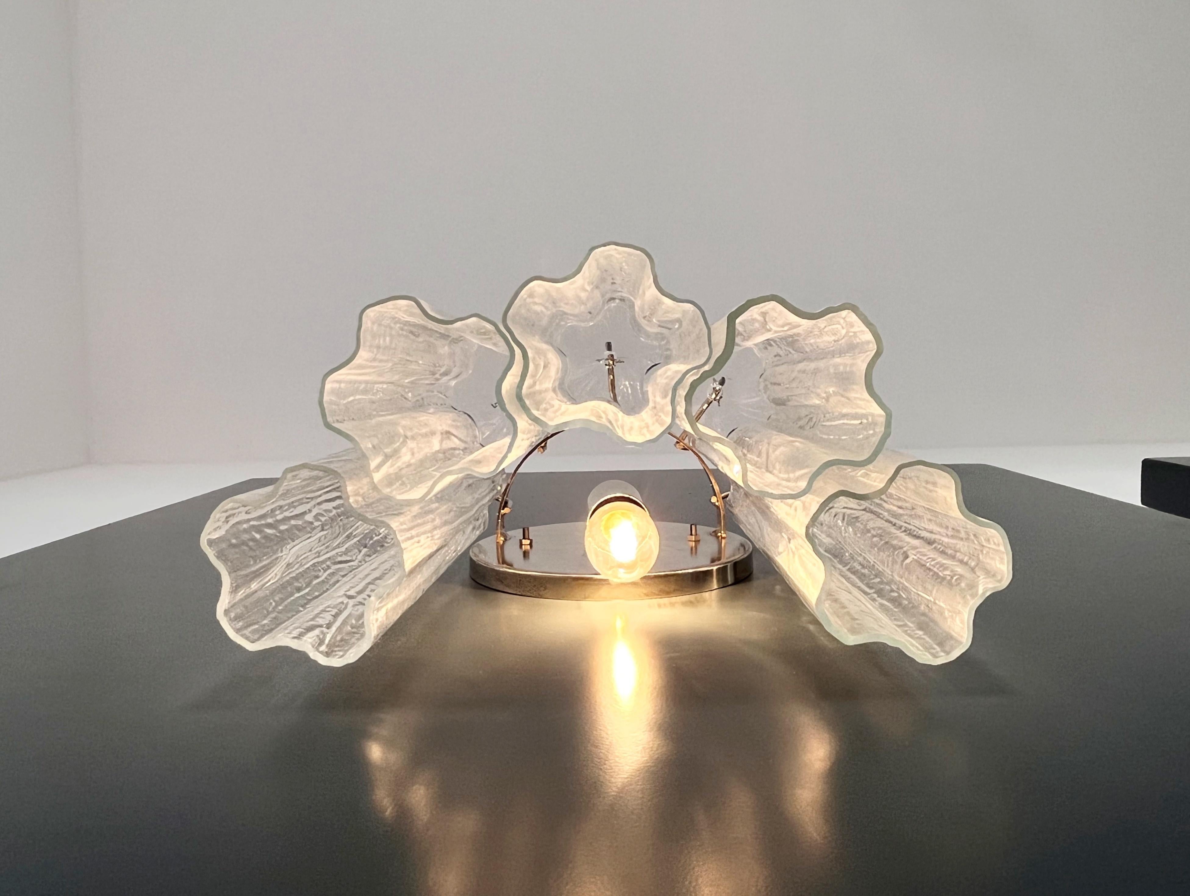 Fantástico par de apliques de cristal de Murano - 5 tubos de cristal transparente en venta 8