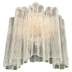 Vintage Fantastic pair of Murano Glass Tube wall sconces - 5 clear glass tube