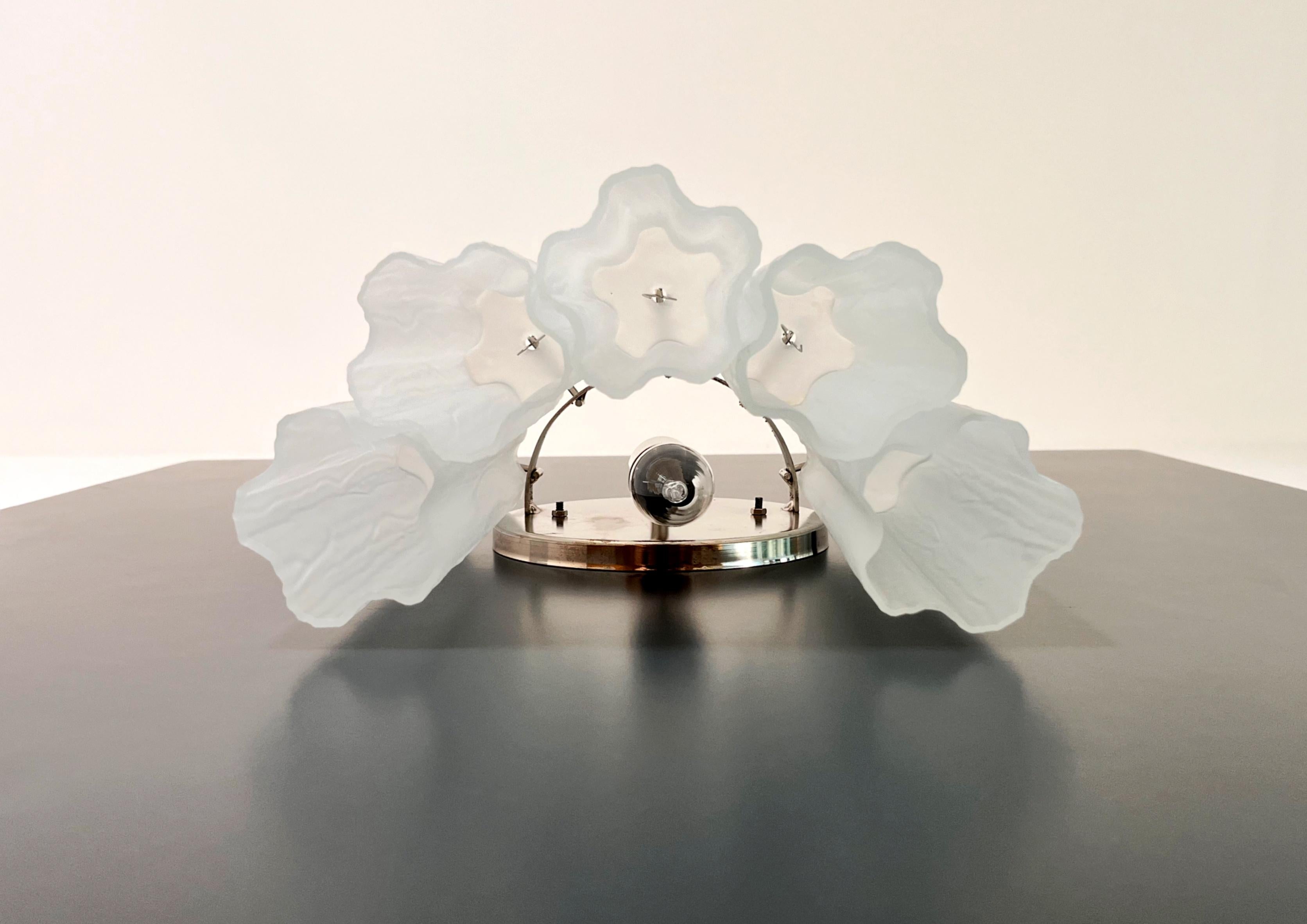 Fantastic pair of Murano Glass Tube wall sconces - 5 etched glass tube in vendita 3