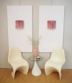 Fantastic pair of Murano Glass Tube wall sconces - 5 pink alabaster glass tube