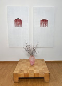 Fantastique paire d'appliques murales tubes en verre de Murano - 5 tubes en verre albâtre rose