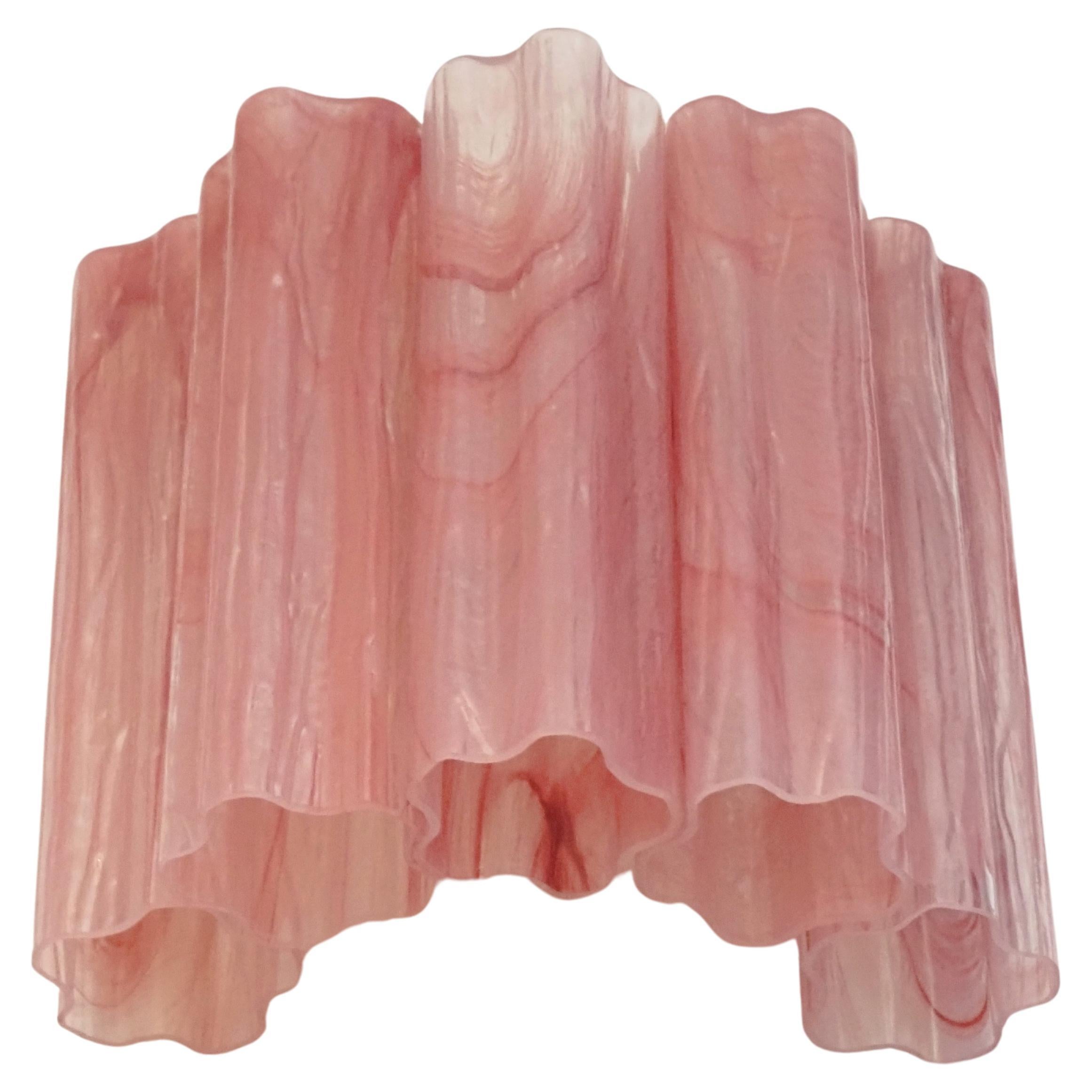 Fantastic pair of Murano Glass Tube wall sconces - 5 pink alabaster glass tube For Sale