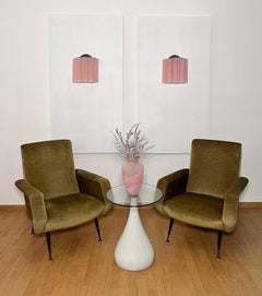 Fantástico par de apliques de tubo de cristal de Murano - 5 tubo de cristal grabado rosa