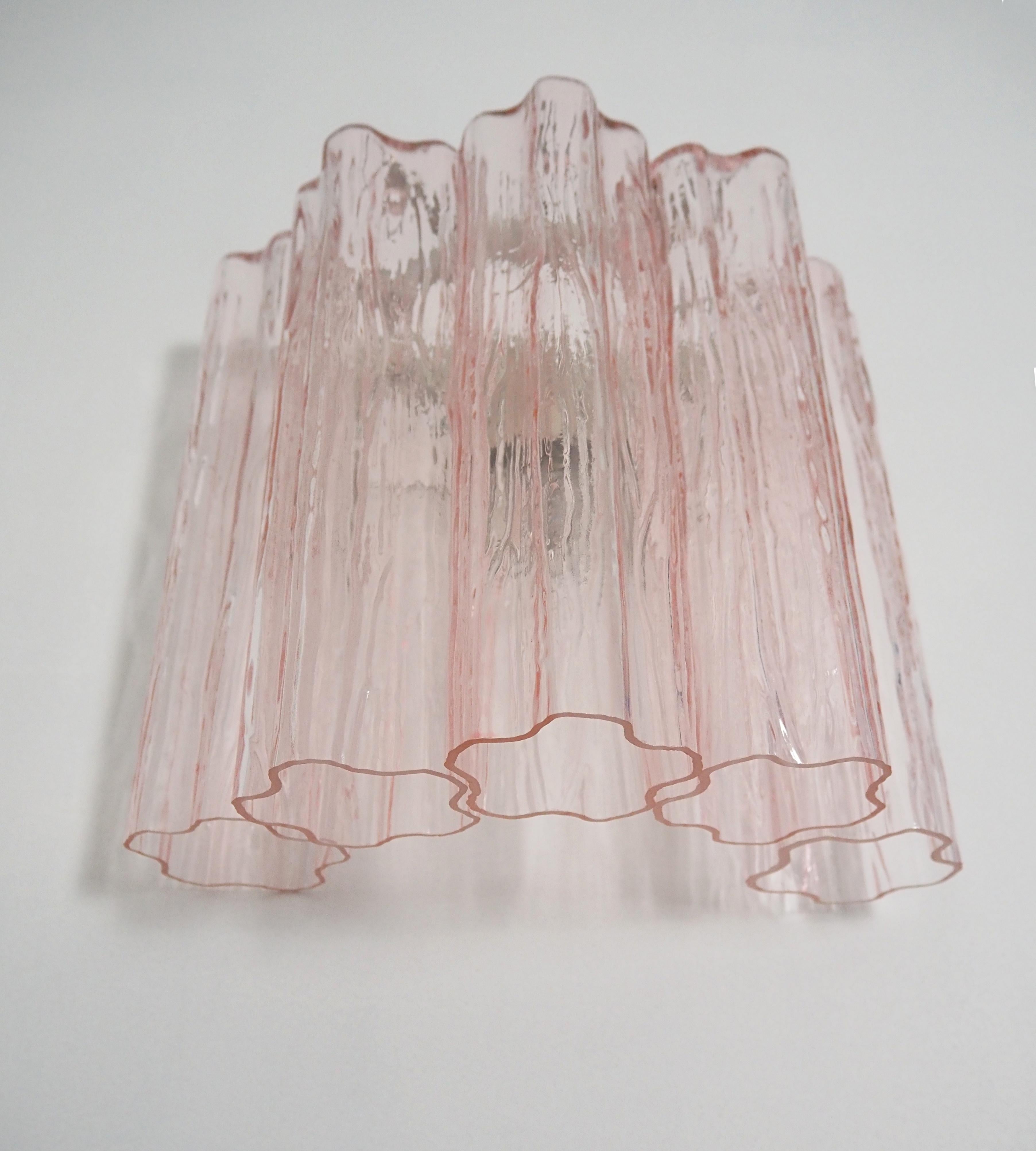 Fantastic pair of Murano Glass Tube wall sconces - 5 pink glass tube 4