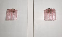Fantastic pair of Murano Glass Tube wall sconces - 5 pink glass tube