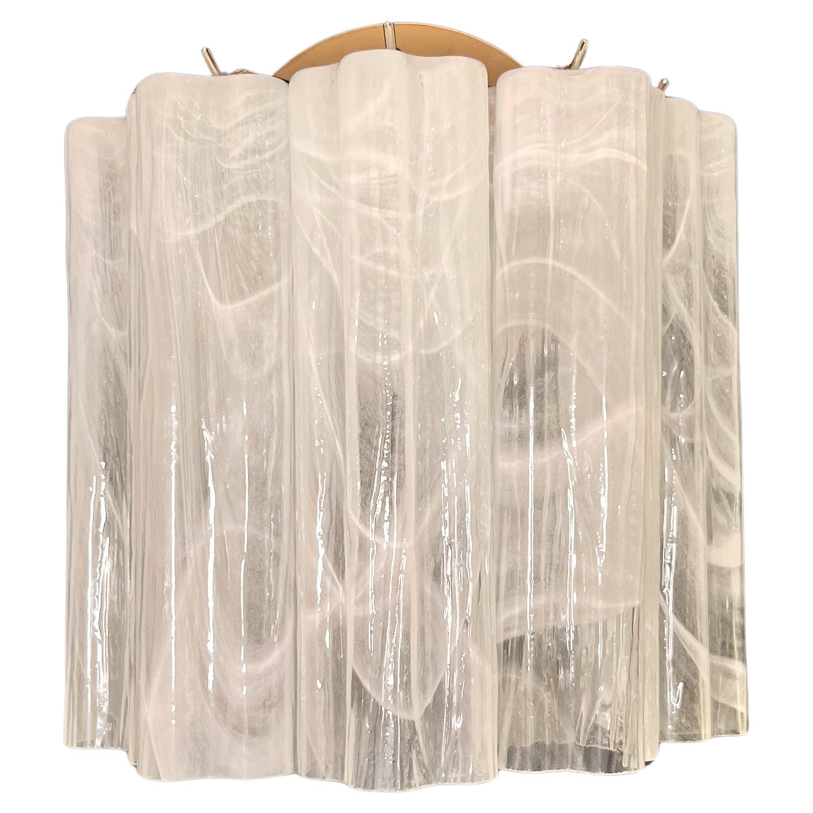 Fantástico par de apliques Tubo de cristal de Murano - 5 tubos de cristal de alabastro blanco