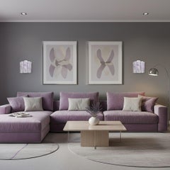 Fantastic pair of Murano Glass Tube wall sconces - 5 white and lila alabaster