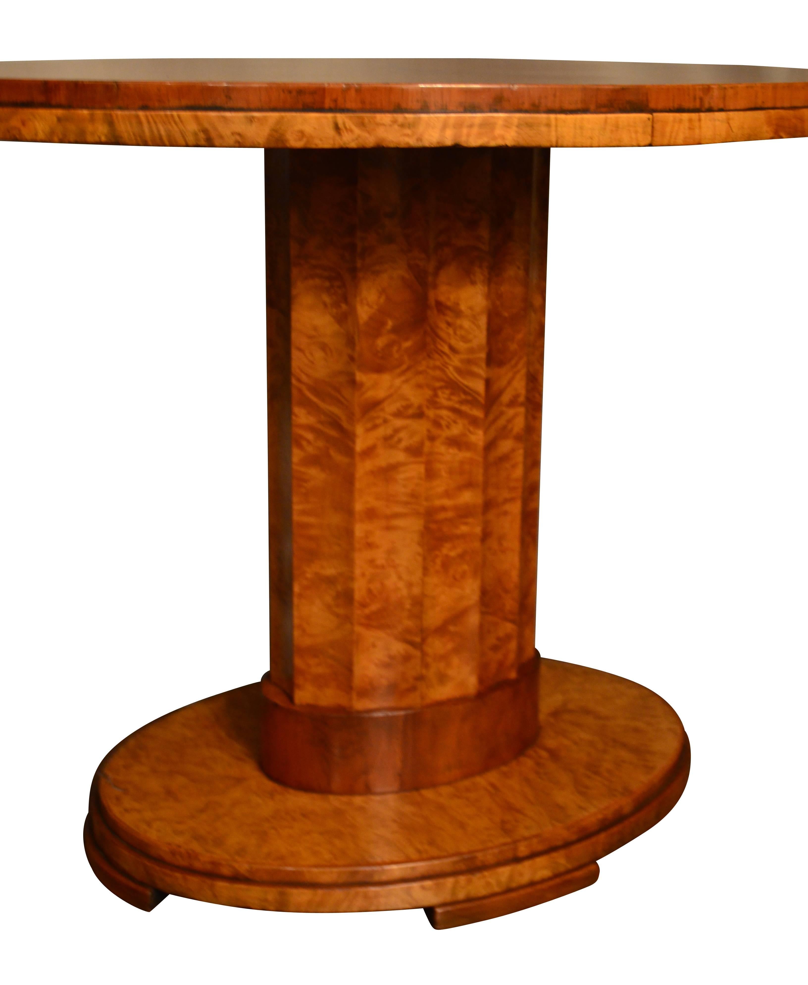 French Pair of Period Art Deco Burr Myrtle and Root Maple Oval Centre Tables For Sale