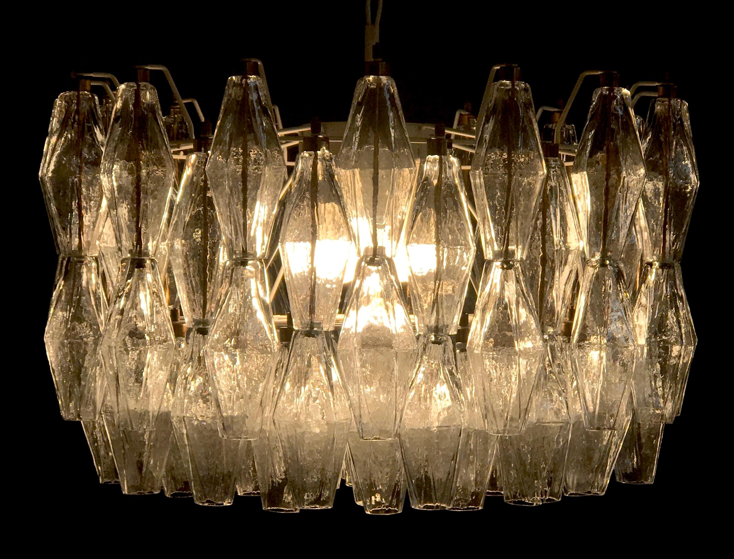 Vetro Fantastica coppia di lampadari Poliedri nello stile di Carlo Scarpa in vendita
