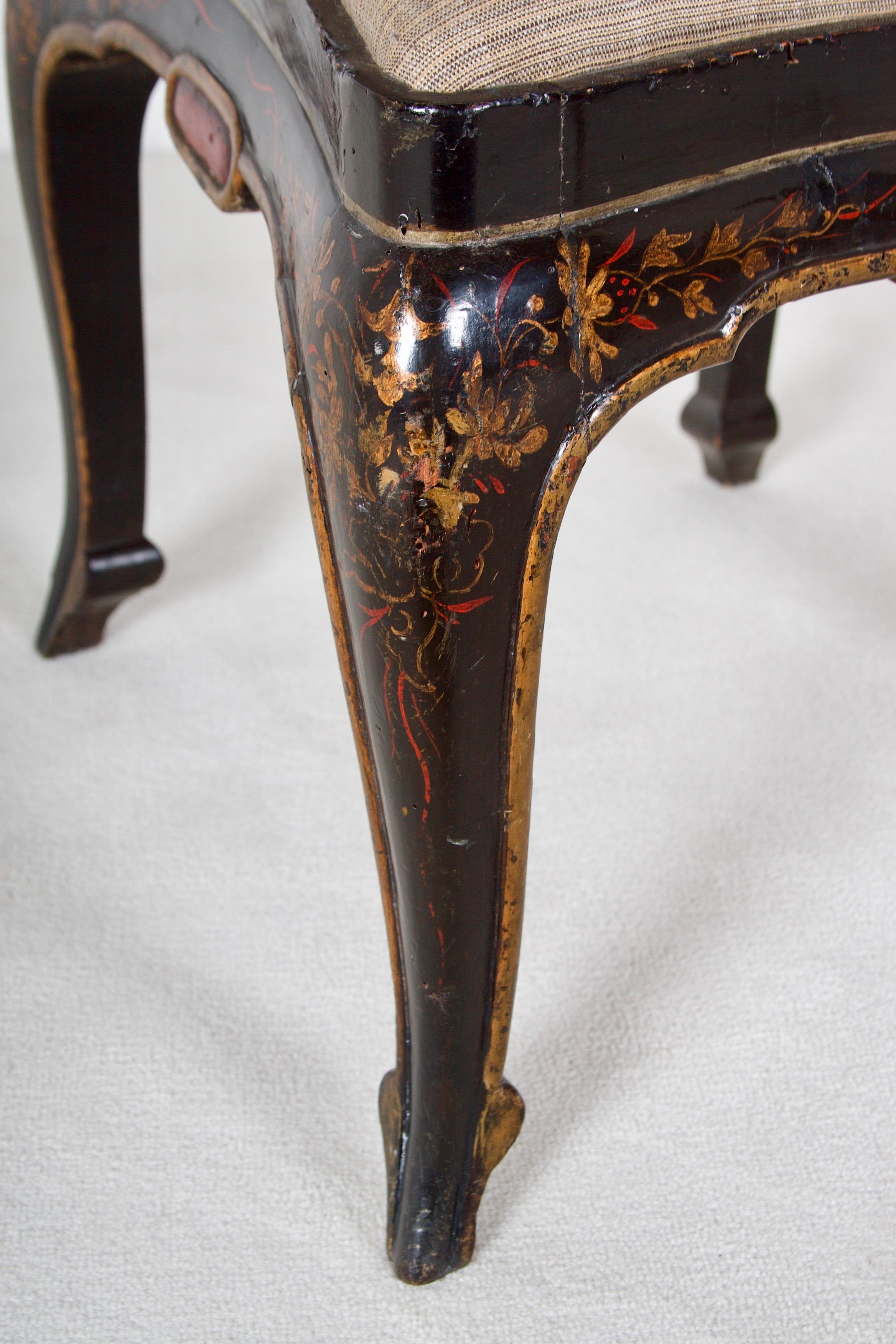  Regency Chinoiserie Decorated Side Chairs, a Pair, in the Sancsoucie manner For Sale 2