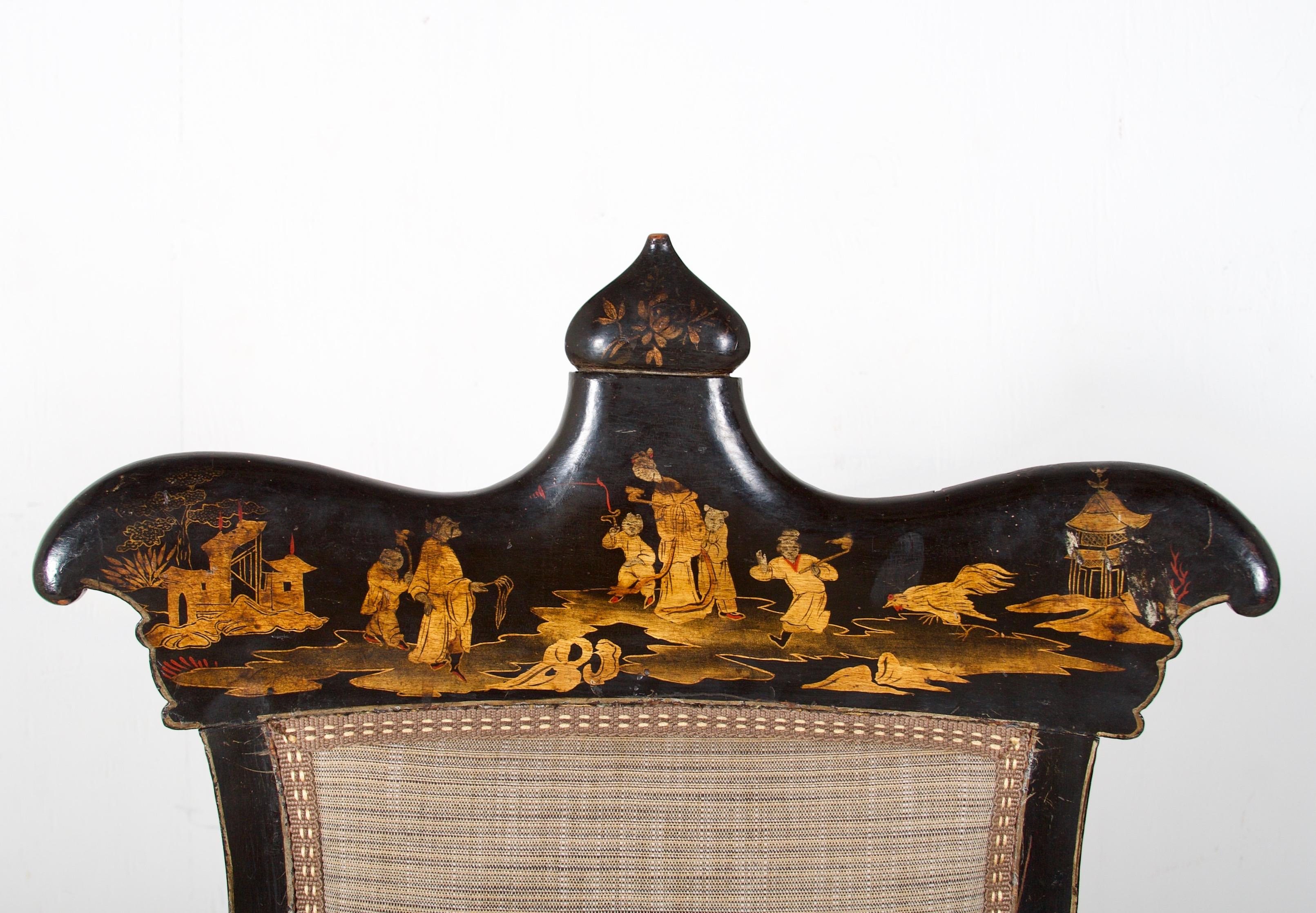  Regency Chinoiserie Decorated Side Chairs, a Pair, in the Sancsoucie manner For Sale 7