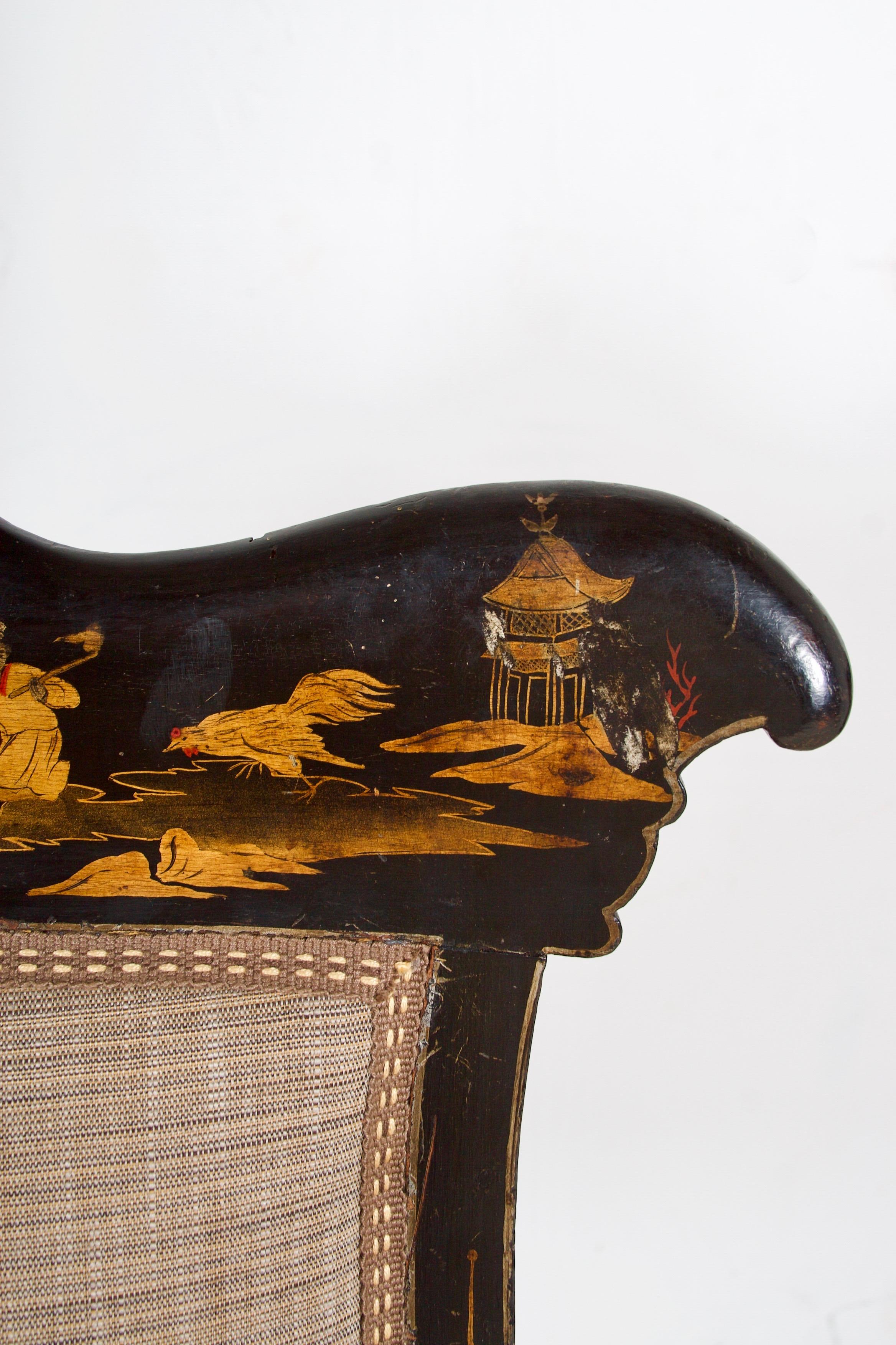  Regency Chinoiserie Decorated Side Chairs, a Pair, in the Sancsoucie manner For Sale 9