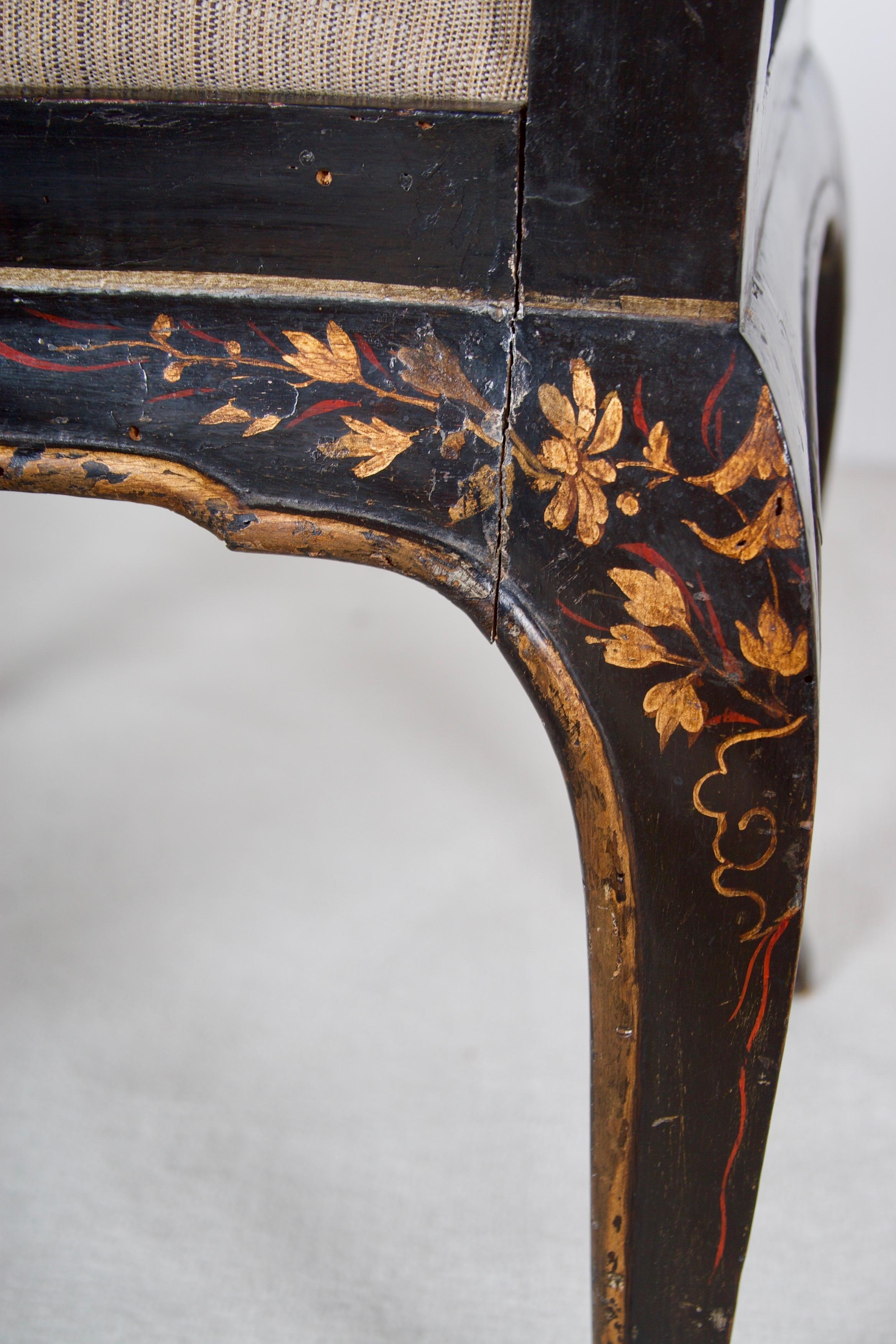  Regency Chinoiserie Decorated Side Chairs, a Pair, in the Sancsoucie manner For Sale 10