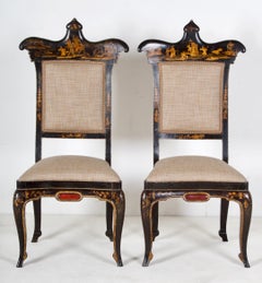 Regency Chinoiserie Decorated Side Chairs, a Pair, in the Sancsoucie manner