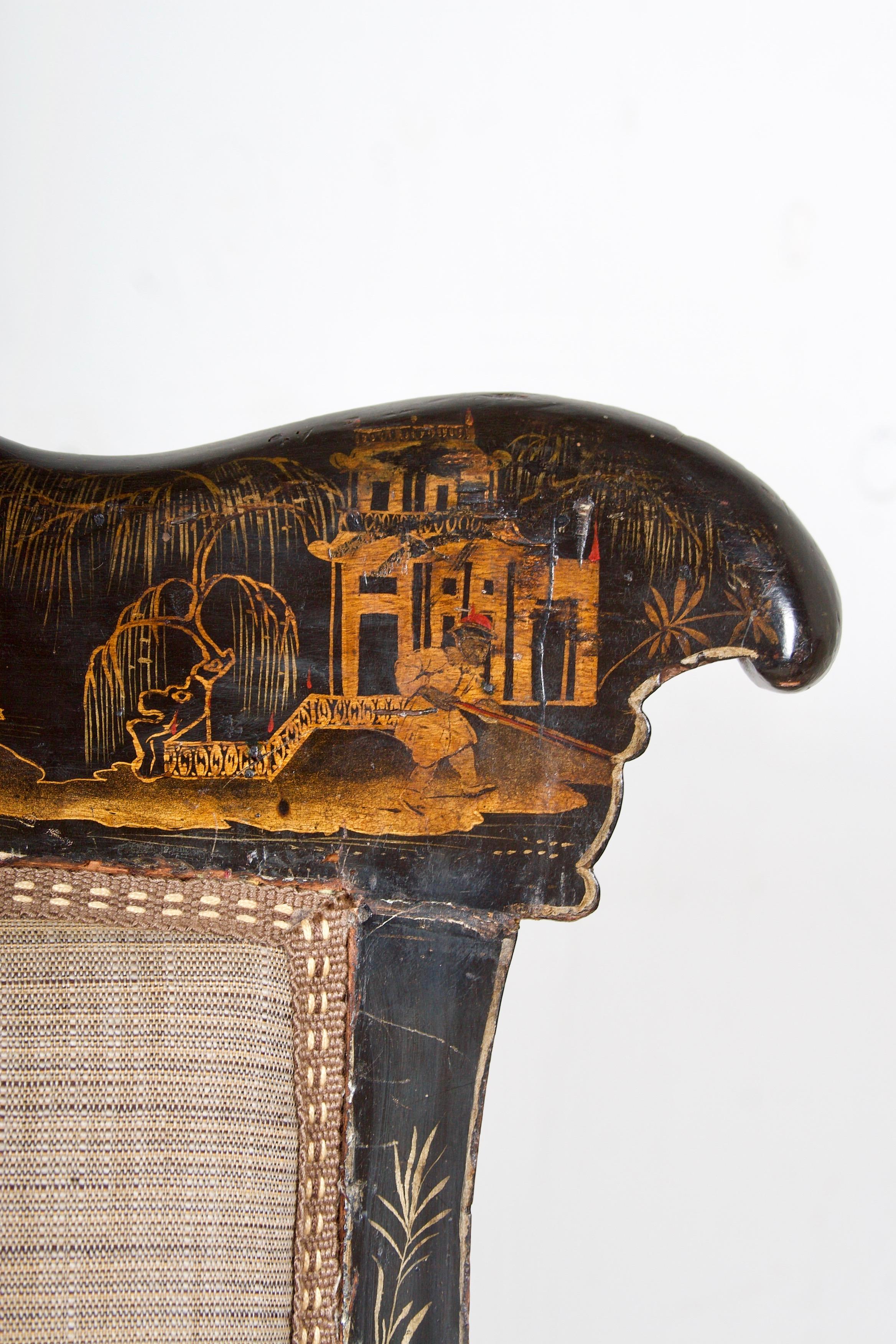 Early 19th Century  Regency Chinoiserie Decorated Side Chairs, a Pair, in the Sancsoucie manner For Sale