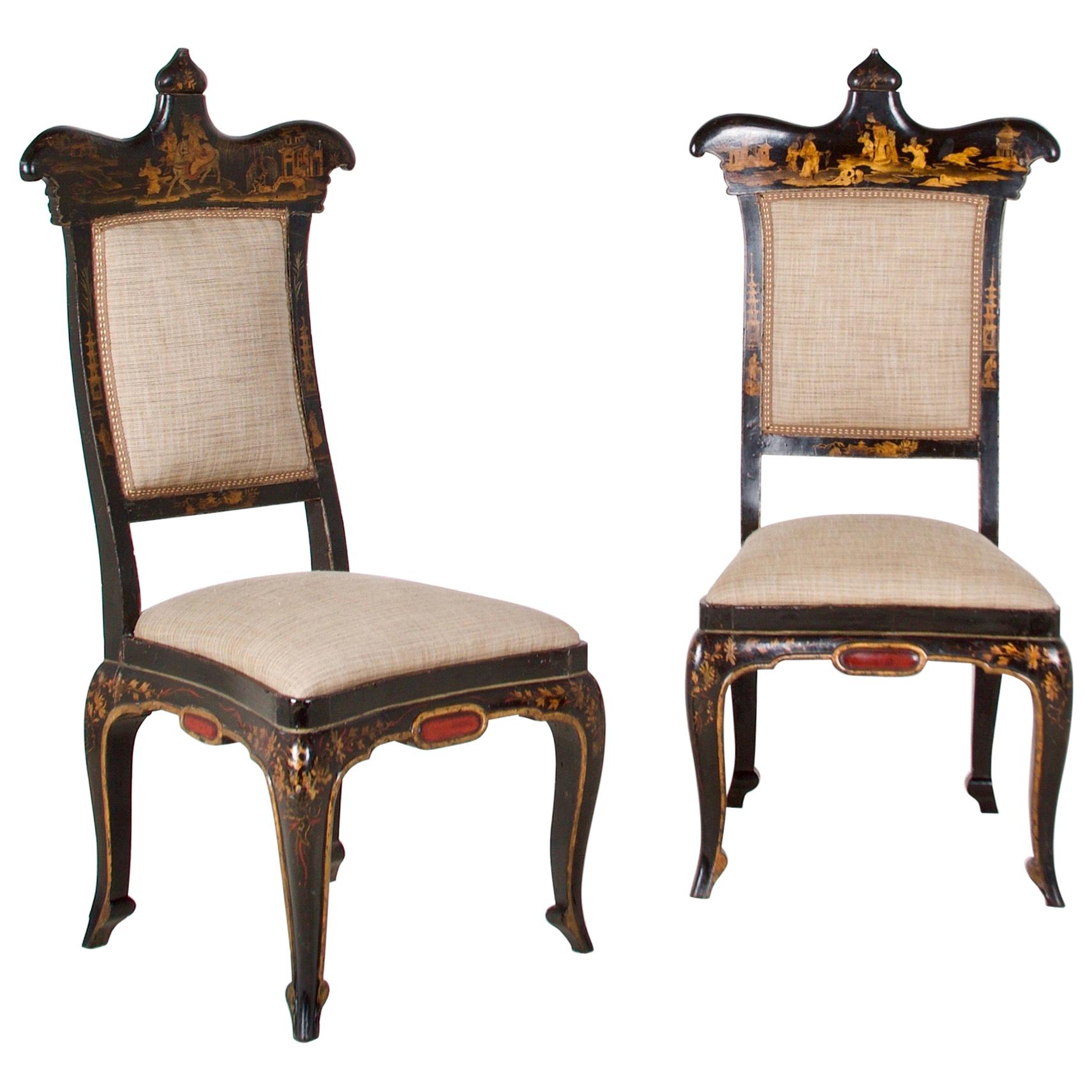  Regency Chinoiserie Decorated Side Chairs, a Pair, in the Sancsoucie manner
