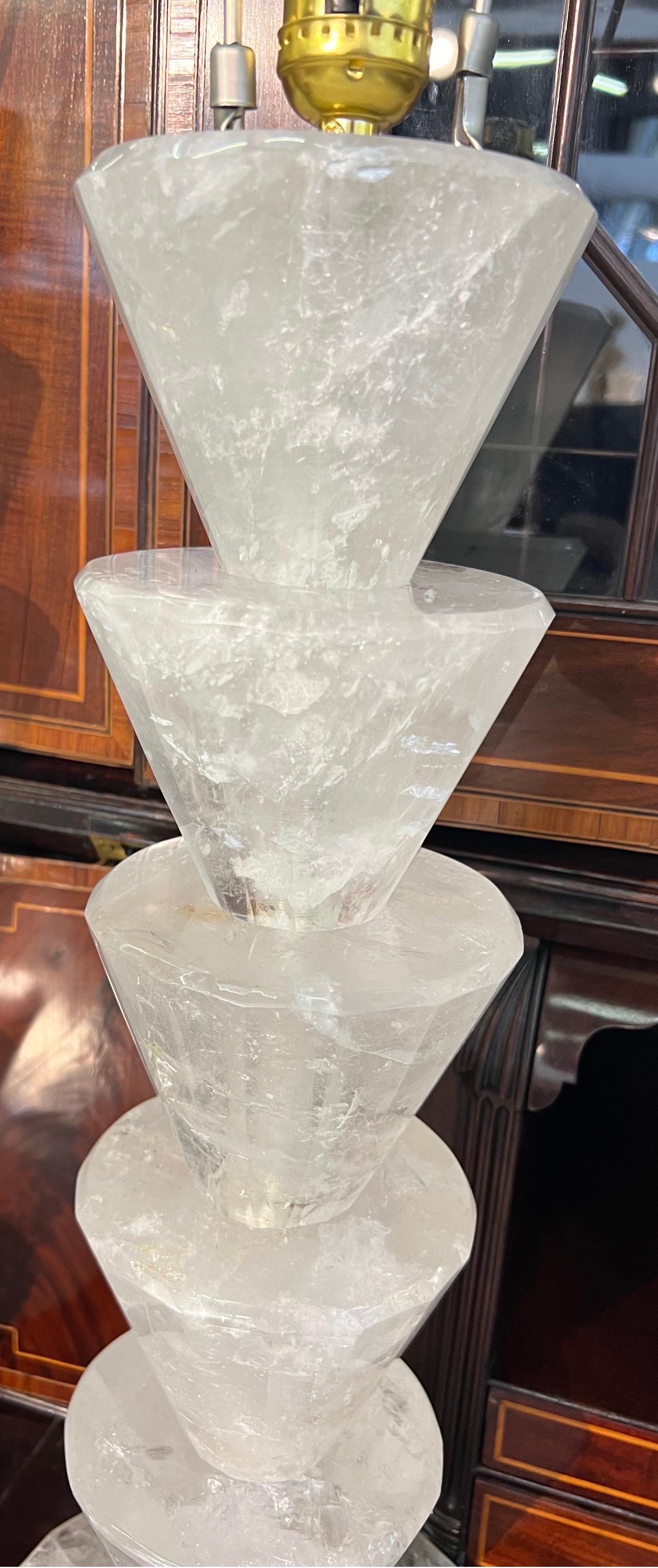 Fantastic Pair of Rock Crystal Lamps For Sale 1