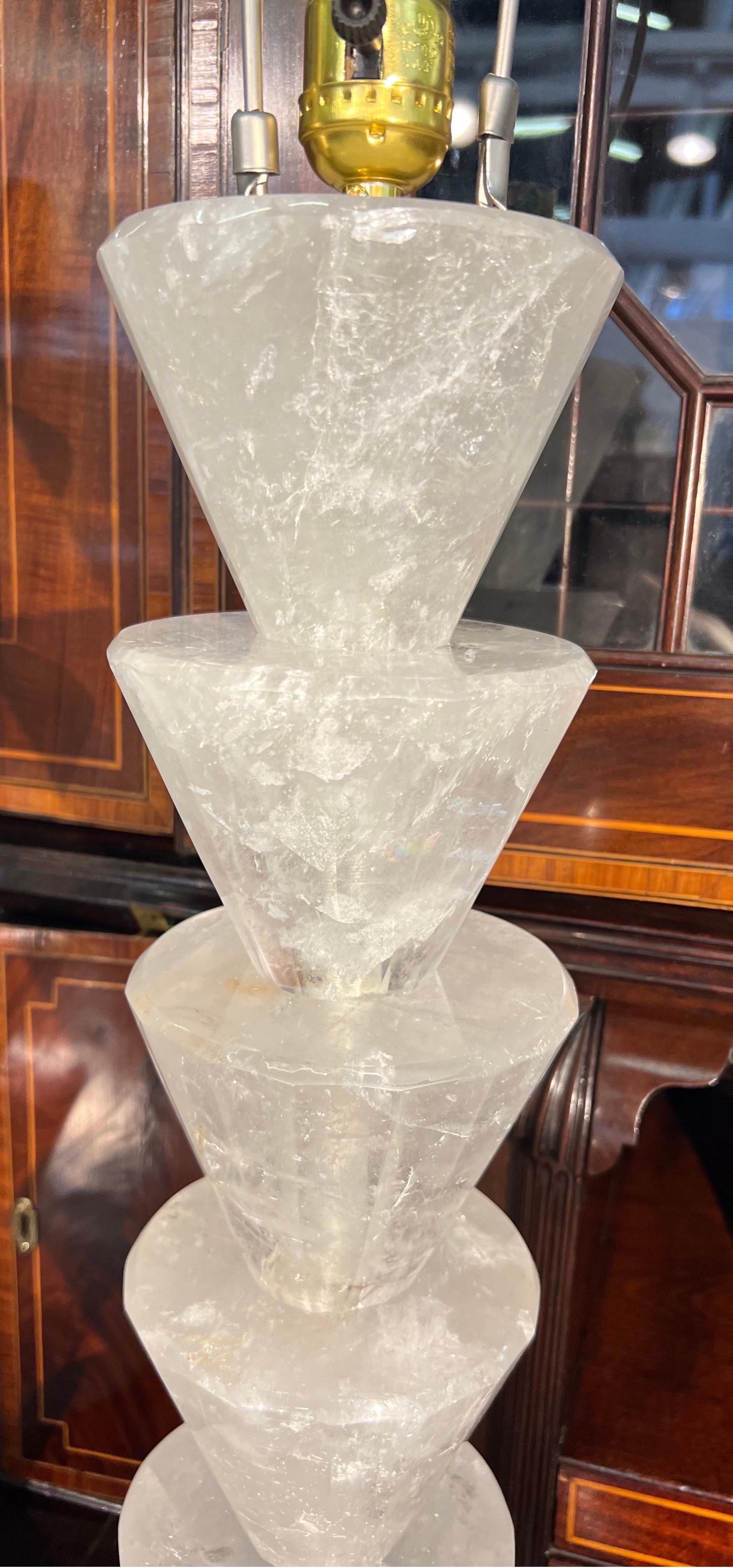 Fantastic Pair of Rock Crystal Lamps For Sale 2